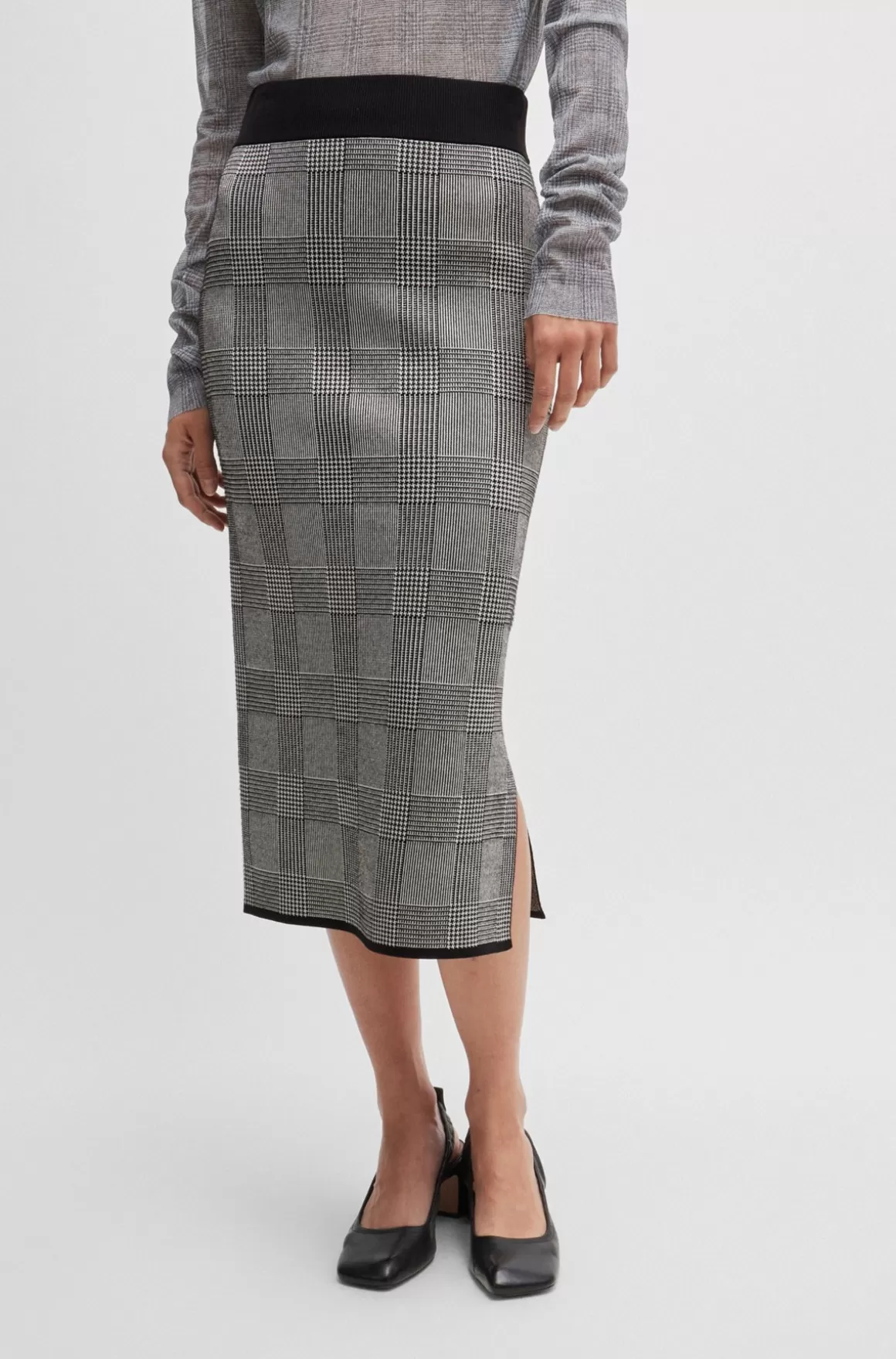 HUGO BOSS Tubenederdel Med Strikket Jacquardtekstur