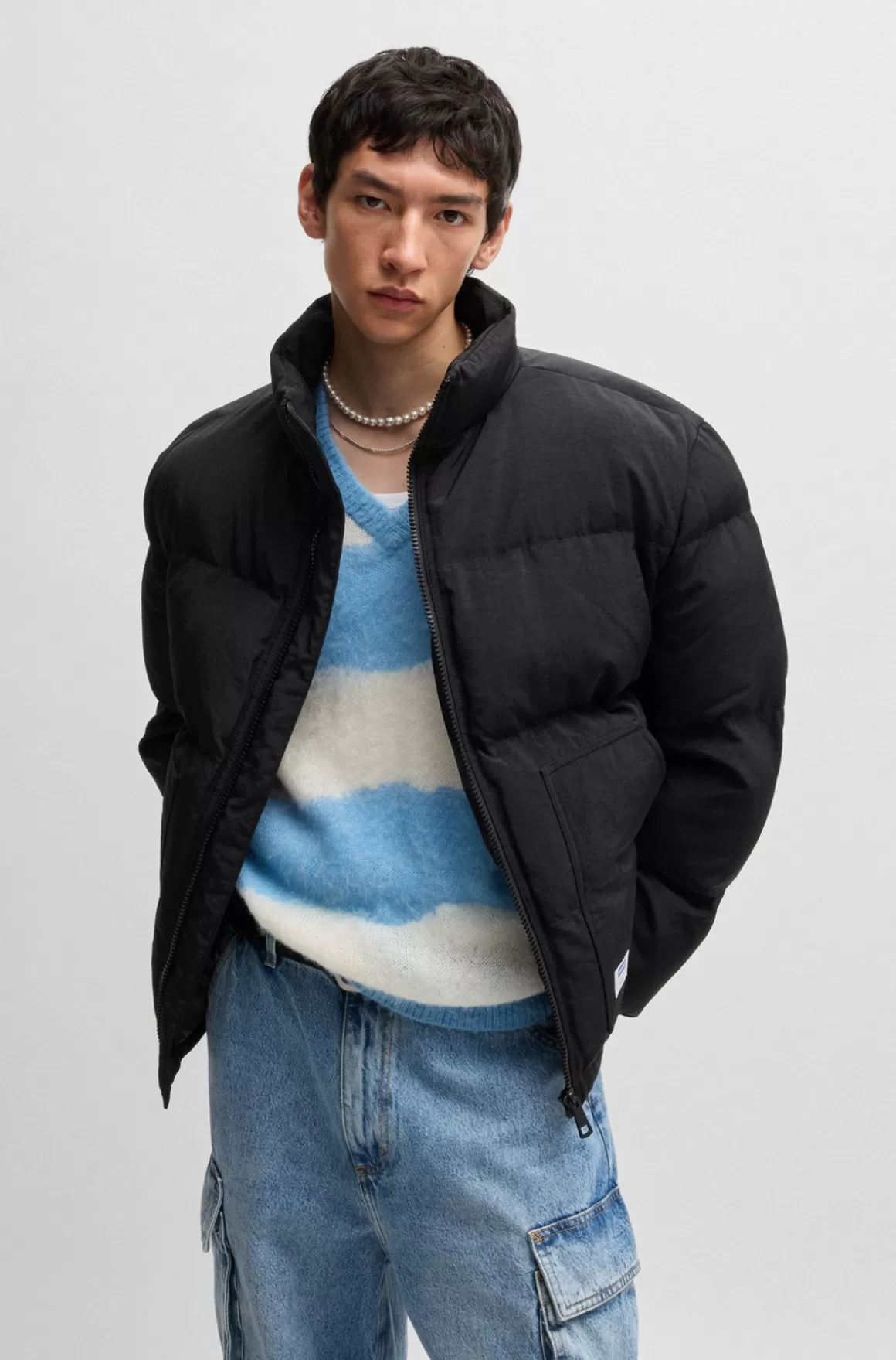 HUGO BOSS Vandskyende Regular Fit Dunjakke Og Logomærkat
