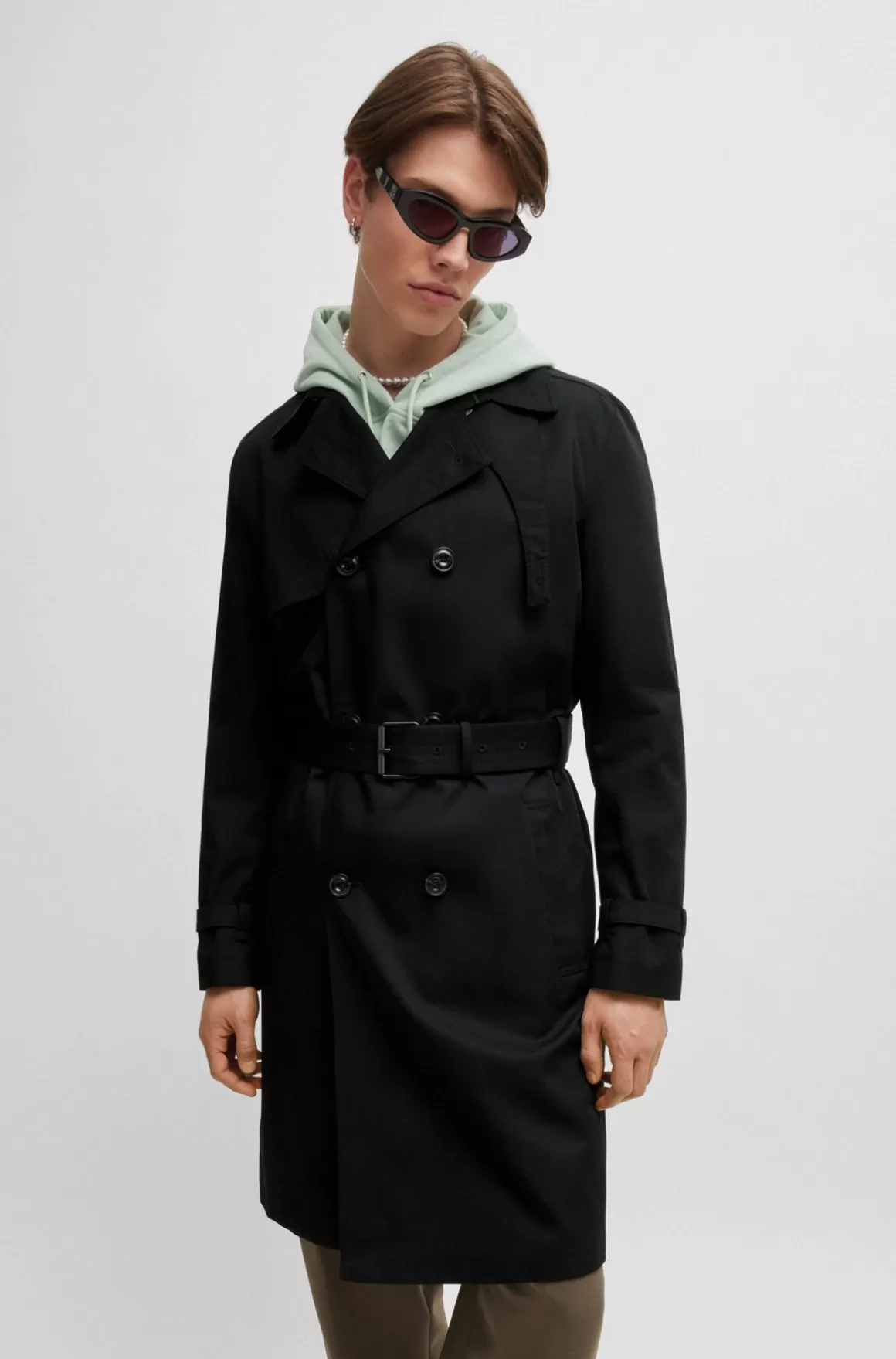 HUGO BOSS Vandskyende Trenchcoat Med Bælte Og Spænde
